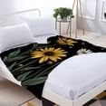 thumbnail image 3 of Durable Soft & Warm Flannel Blanket - Cozy Floral Design with Vibrant Yellow Flowers Perfect for Sofa Travel Bed & Chair, 3 of 7