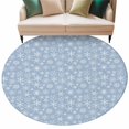 thumbnail image 6 of Blue Christmas Snowflakes Round Rug 5ft Washable Circle Kitchen Rugs Non Slip Modern Xmas Winter Textured Large Area Rug Indoor Floor Carpet for Bedroom Living Room Home Office Dining Room Nursery, 6 of 8
