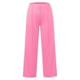 thumbnail image 5 of Women's Solid Color Sweatpants, High Waist Wide Leg Elastic Waist Lounge Pants, Loose Fit Workout Trousers for Fall, Casual Wear, Yoga and Daily Loungewear Pink L, 5 of 9