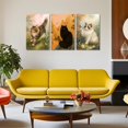 thumbnail image 3 of Hieng Abstract Cat Wall Art 3 Pieces Pop Gustav Klimt Paintings Canvas Print Posters for Living Room Bedroom Office Artwork Unframed, 3 of 6