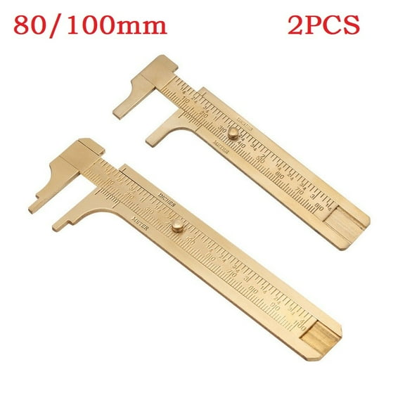 2pcs Brass Scale 80/100mm Sliding Gauge Vernier Caliper Ruler Measuring Tool