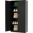 thumbnail image 4 of MIIIKO Metal Storage Cabinet with Locking Doors, Black Garage Lockable Steel Cabinets with 4 Doors and 5 Shelves for Home, Garage, Pantry Workshop Warehouse, 4 of 9