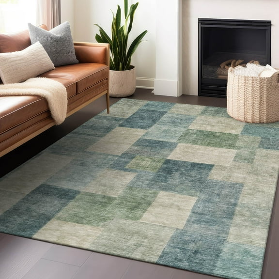 Addison Rugs Chantille Indoor/Outdoor Transitional Geometric Seafoam Washable Rectangle Rug, 10' x 14'