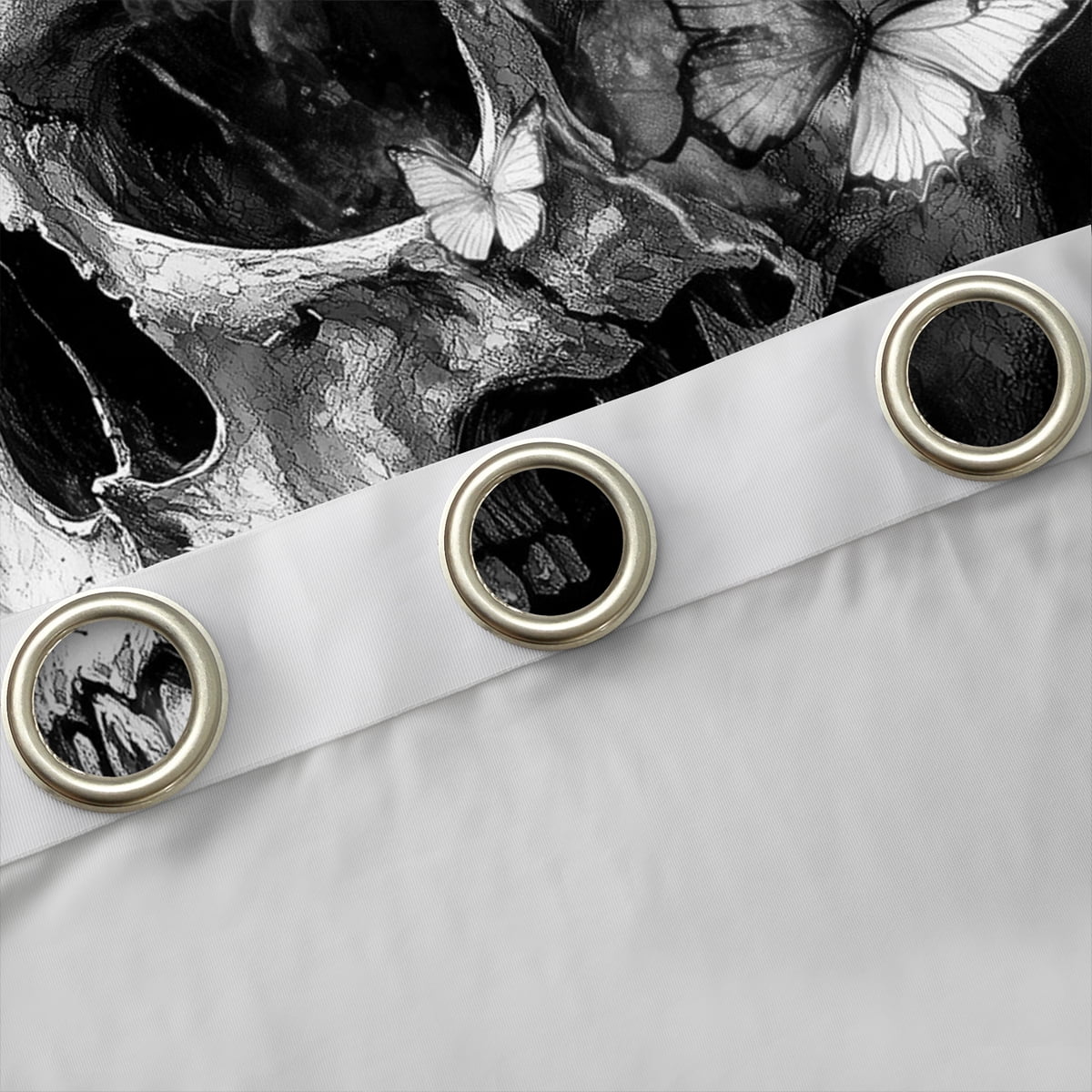 Manfei Gothic Skull Blackout Curtains Set of 2 (52x84 Each),Halloween Skeleton Window Curtains,Gray Butterflies Butterfly Curtains and Drapes For Princess,Super Cozy Room Decor
