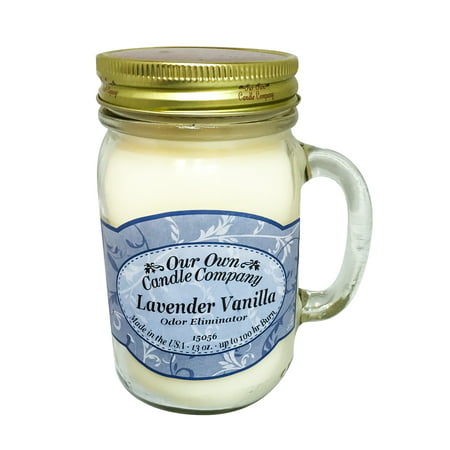 Lavender Vanilla Odor Eliminating Scented 13 Ounce Mason Jar Candle By Our Own Candle