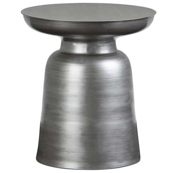 Pemberly Row 16" Modern Premium Solid Metal Accent Side Table in Silver