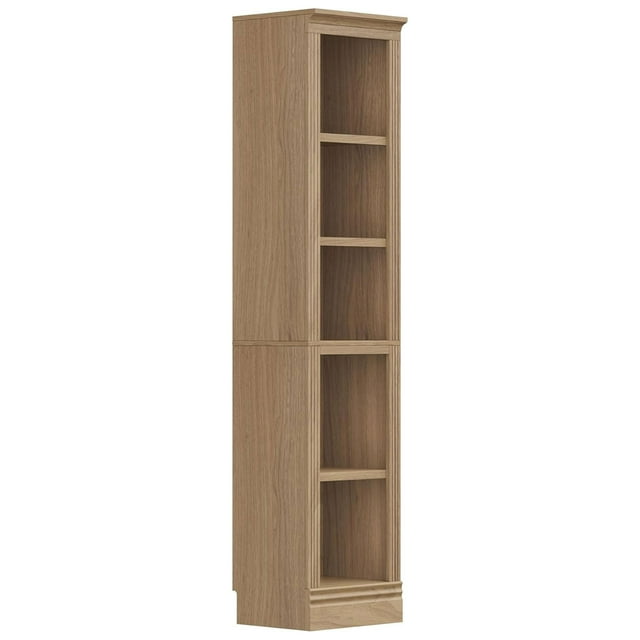 VAUXHILL & CO. Halston Narrow Bookcase, Adjustable Storage Shelving Unit, Oak