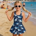 thumbnail image 4 of FUIALDOLG Cute Shark Ocean Animal Print Swimwear Girl One Piece Swimsuit with Skirt Age 3-14,Sleeveless Tank Tops Swimsuit for Holiday Party Pool Parties,12-13Y, 4 of 7