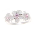 thumbnail image 3 of Sterling silver 925 3 Hawaiian plumeria flower ring pink cz size 5, 3 of 5