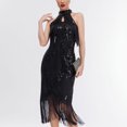 thumbnail image 4 of DailyTrove Women's Sleeveless Sequin Flapper Dress, Fringe Trim, Roaring 20s & Party Wear, Fit, 4 of 6