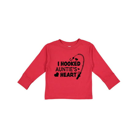 

Inktastic I Hooked Auntie s Heart with Fishing Rod Gift Toddler Boy or Toddler Girl Long Sleeve T-Shirt