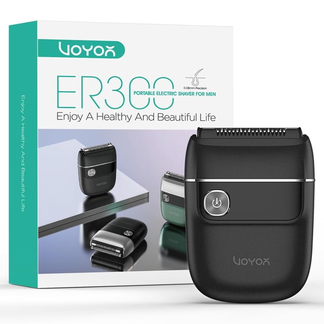 Afeitadora de láminas VOYOR 2 en 1 para hombre, afeitadora eléctrica portátil con cuchillas recargables, afeitadora multifunción para peluquero, afeitadora de viaje lavable IPX6 ER300 (negra)