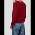 thumbnail image 4 of Suéter de Cuello de Solapa para Mujer, Chaqueta de Punto con Botones y Abertura Frontal, Cárdigan de Larga con Botones Vino Tinto S, 4 of 7
