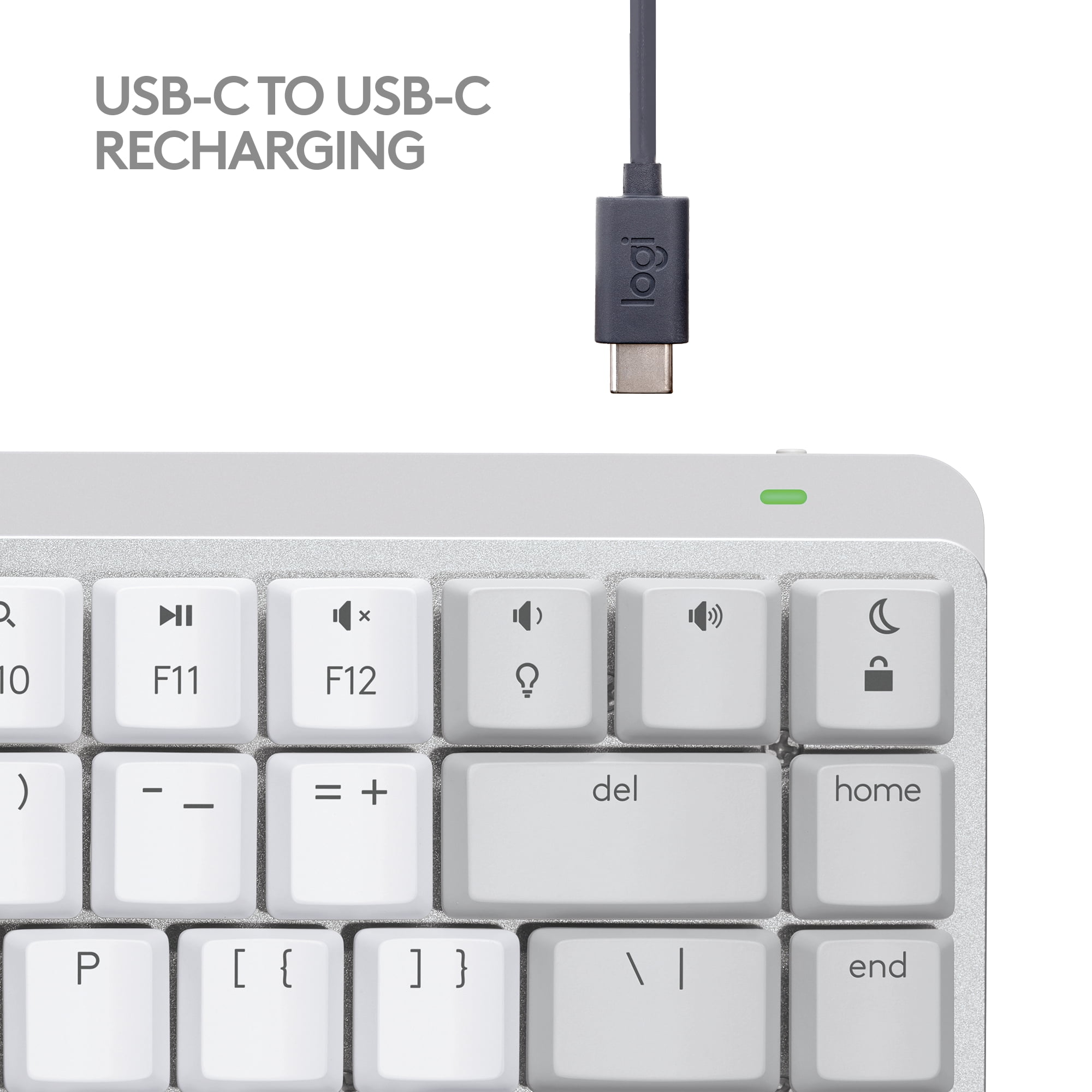Logitech MX Mechanical Mini for Mac Wireless Illuminated Keyboard, Low-Profile Performance Switches, Tactile Quiet Keys, Backlit, Bluetooth, USB-C, Apple, iPad - Pale Grey