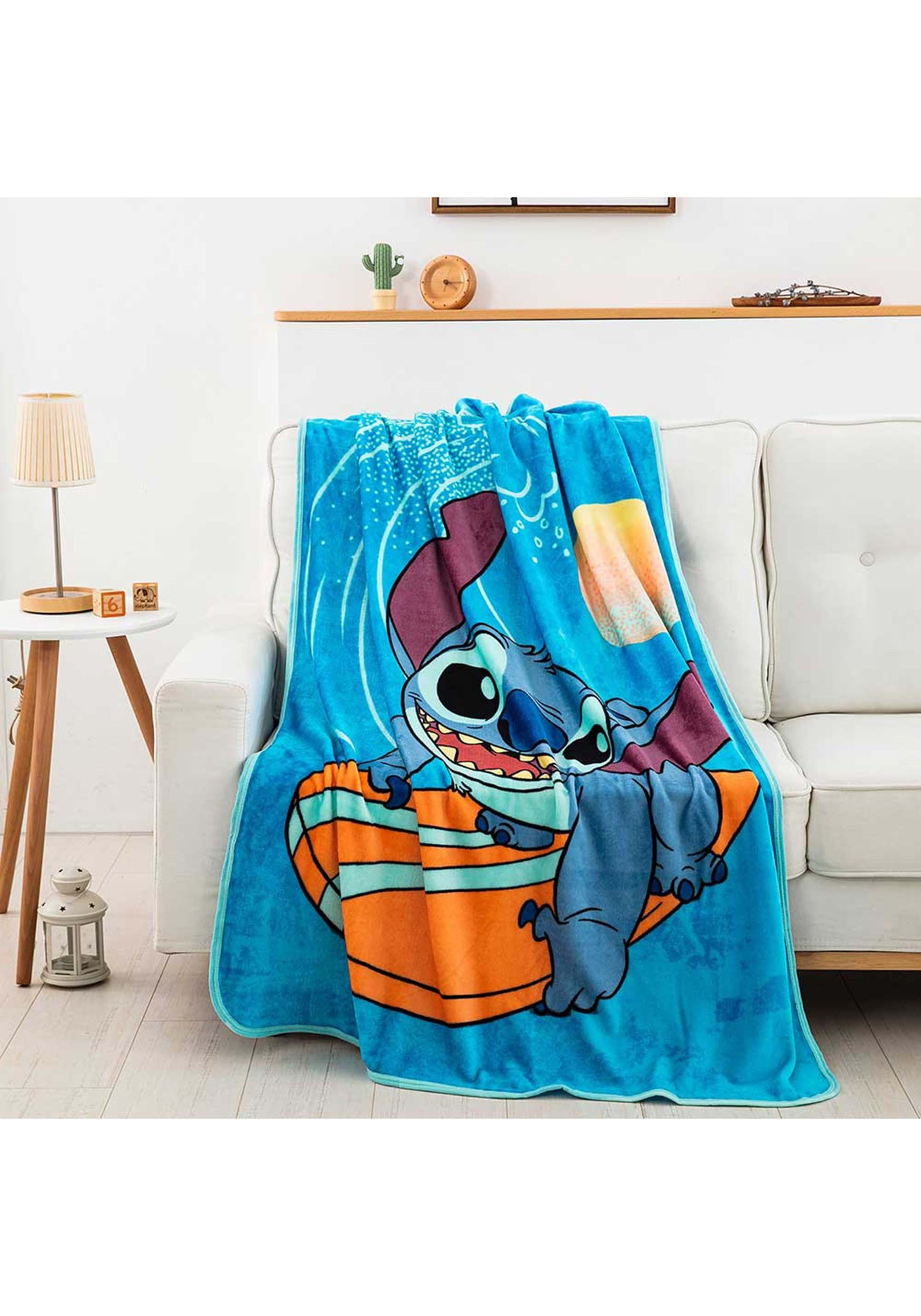 Disney Lilo And Stitch Stitch Throw Blanket Manta Plaid bonus water bottle
