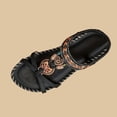 thumbnail image 2 of Xucatan Women's Beaded Bohemian Sandals, Woven Strap Flat Slides with Rhinestone Pendant, Open Toe Ethnic Beach Shoes, Versatile Summer Footwear Gift, 2 of 6