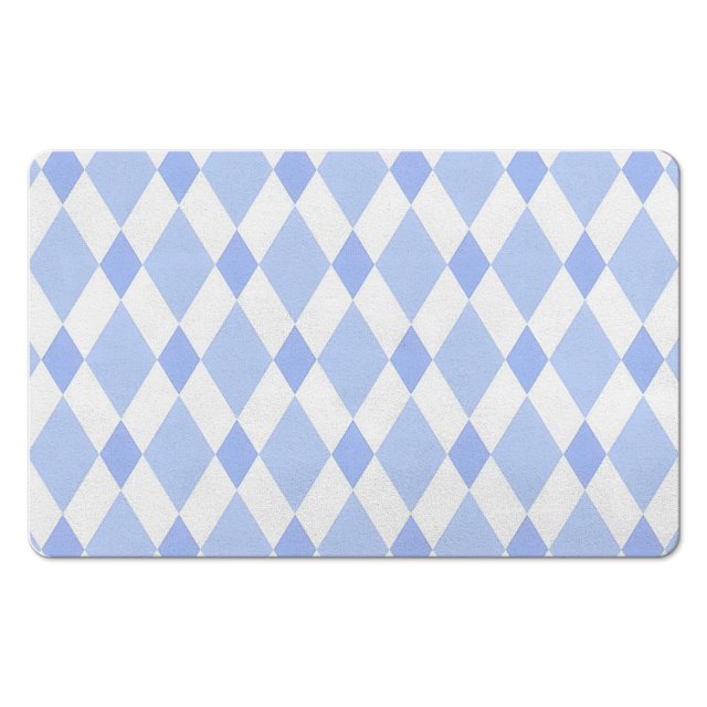 Durable Checkered Bathroom Rug - Long, Non-Slip Bath Mat, Absorbs Water, Soft Microfiber, 20x32 inches, Machine Washable.