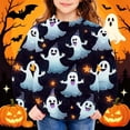 thumbnail image 5 of Ugoldhm Girls Halloween Floral Print Crew Neck Sweatshirt Long Sleeve Loose Fit Casual Pullover, 5 of 5