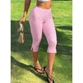 thumbnail image 4 of Women's Red Plaid Knit Elastic Leggings, 4 of 10
