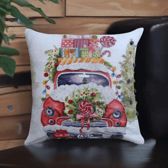 Christmas Embroidered Throw Pillow 20" x 20"
