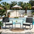 thumbnail image 3 of Homall 3-Piece Casual Bistro Set with Wicker Chairs and Coffee Table for Patio Furniture, Black/White, 3 of 7