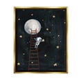 thumbnail image 3 of Stupell Industries Astronaut Hanging Stars Outer Space Ladder to Moon Metallic Gold Framed Floating Canvas Wall Art, 16x20, by Rachel Nieman, 3 of 5