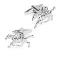 thumbnail image 1 of Gemelos con diseño de carreras de caballos para hombre en cobre bañado en plata, 1 of 2