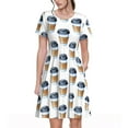 thumbnail image 1 of Balery Coffee To Go Pattern Vestidos sueltos de manga corta para mujer, vestidos de verano 2025, vestidos casuales de corte A con vuelo., 1 of 6