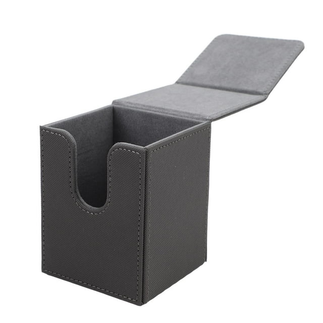 Magnetic Card Box Holds 100 Cards, PU Leather Card Holder Game Card Storage Case Box with Magnet Closure for Tables, Desks, Shelves