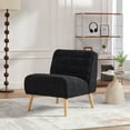 thumbnail image 2 of S-HOME 24.4 Inch Wide Accent Chair in Soft Chenille Fabric with Rubber Wood Legs for Reading Room and Lounge Areas,Black, 2 of 11