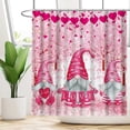 thumbnail image 2 of Valentine''s Day Gnome Shower Curtain Love Heart Pink Flower Tree Home Bathtubs Bathroom Curtain Decoration Set 12 Hooks Washable Durable Polyester Fabric 72"x72", 2 of 4
