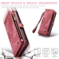thumbnail image 5 of Allytech Magnetic Detachable Wallet Case for Samsung Galaxy A54 5G with Card Slots & Zipper Pocket, Support Wireless Charging, PU Leather Wrist Strap Shockproof Full Protection Flip Case, Red, 5 of 9