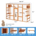 thumbnail image 3 of Demi Bonn 104" Wooden Cat House Outdoor Catio Kitty Enclosure with Super Large Enter Door, Cat Cage Condo Playpen with 6 Jumping Platforms, 2 Cat Condos, Orange, 3 of 13