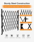 TEQIN Metal Expandable Dog Gate,Versatile Accordion Safety Barrier,Portable Retractable Barricade, Adjustable Pet Fence, Free Standing 360°Rolling Barricade Gate For Indoor and Outdoor
