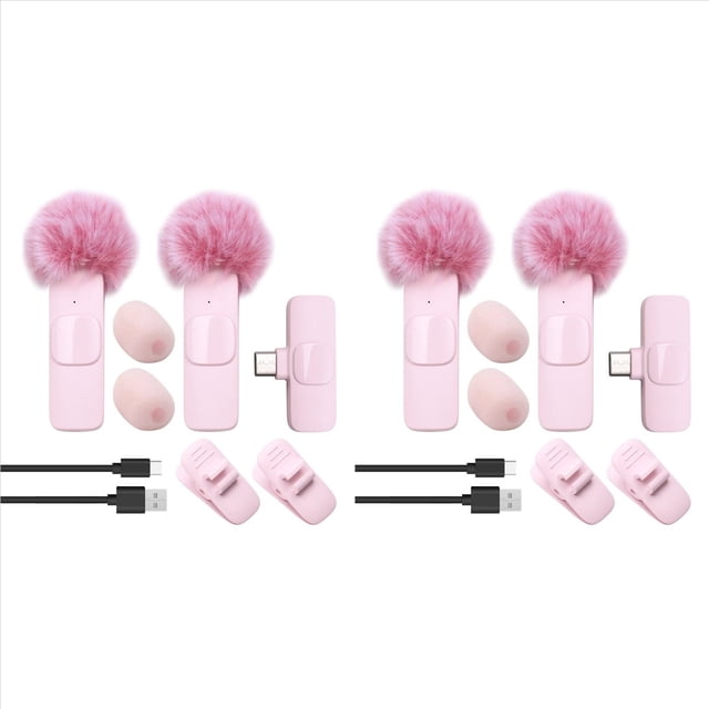 4X Micrófono de Solapa Inalámbrico, Portátil, para Grabación Audio y Video, Mini Micrófono para PC, Cámara, Juegos en , Teléfono