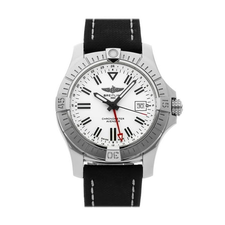 Breitling Avenger Automatic GMT 43 White Dial Leather Strap Men's Watch A32397101A1X1