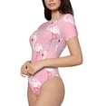 thumbnail image 2 of Gaeub Pink Flamingo Women'S Short Sleeve One Piece Swimsuit Sexy High-Waisted Bodysuit For Swimming, Beach, Sports - Xx-Large, 2 of 9
