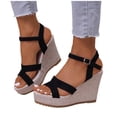 thumbnail image 5 of Xucatan Women's Wedge Heel Sandals, Woven Rope Peep Toe Platform Shoes, Ankle Strap Summer Dressy Footwear, Versatile Spring Casual Style Gift, 5 of 9