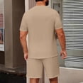 thumbnail image 5 of Domuza Mens 2 Piece Short Set Casual Tee Shirt Drawstring Shorts Set Summer Athletic Jogging Tracksuits Khaki 2XL, 5 of 5