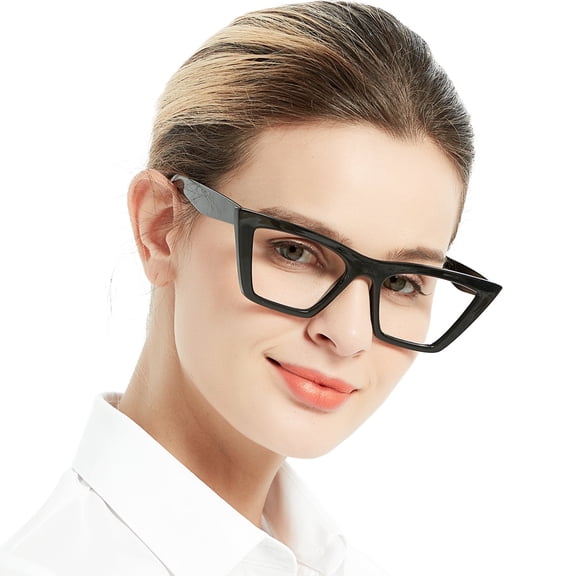 OCCI CHIARI Fashion Reading Glasses Cat Eye Reader (Black) with Arylic Lens