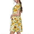 thumbnail image 2 of Naloa Beautiful Countryside Sunflower Print Womens Summer A-Line Dress with Pockets,Short Sleeve Dresses,Flowy Beach Swing Dress for Vacation Travel, 2 of 6