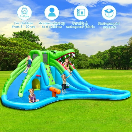 water inflatable crocodile slide park slides climbing pool splash gymax dual bounce climb costzon giant