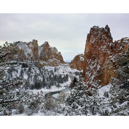 Winter snow at Smith Rock State Park Crooked River Terrebonne Deschutes County Oregon USA Poster Print by Panoramic