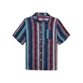 thumbnail image 5 of INSPIRE CHIC Men's Shirt Vertical Striped Button Down Point Collar Short Sleeve  Shirt L Multicolor, 5 of 6