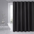 thumbnail image 6 of Fusion Black Fabric Shower Curtain - Waffle Textured Heavy Duty Cloth Curtains for Bathroom, 256GSM Hotel Spa Luxury Weighted Polyester Bath Curtain Set with 12 Plastic Hooks(72Wx72H, Black), 6 of 6