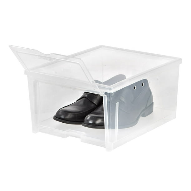 IRIS USA, Easy Access Men's Plastic Shoe Storage Box, Clear Walmart