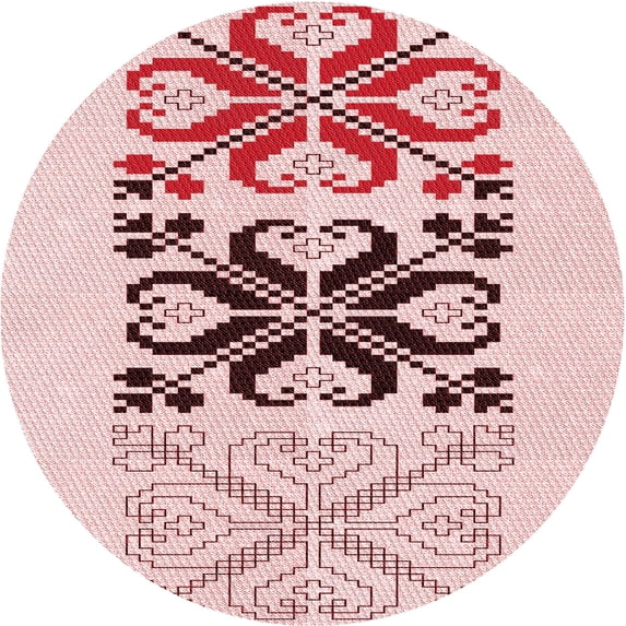 Ahgly Company Indoor Round Patterned Valentine Red Area Rugs, 5' Round