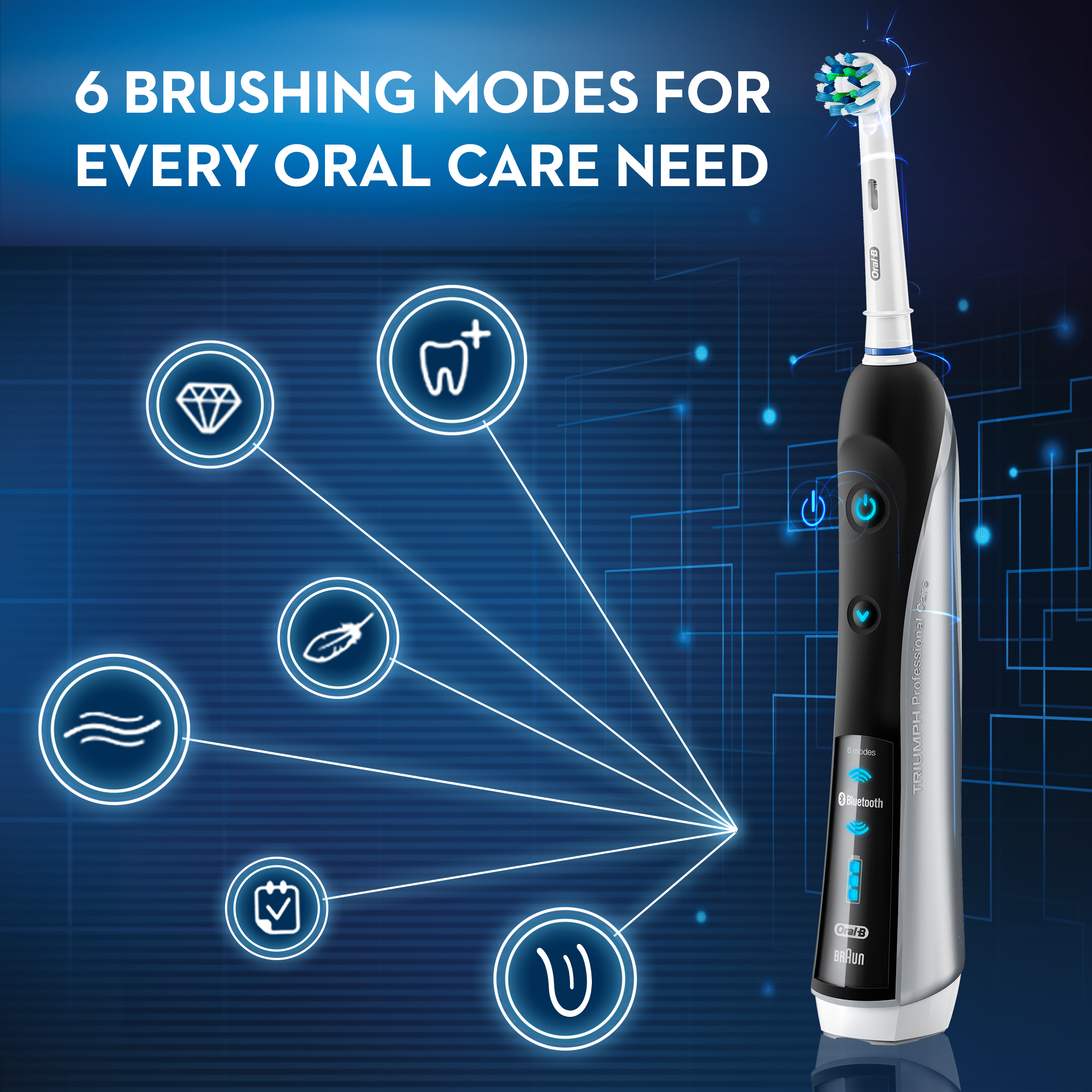 Oral-B Precision Black 7000 Rechargeable Electric Toothbrush, 7 pc - image 4 of 12