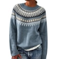 thumbnail image 2 of Endives Women's Sweaters Isle Geometric Print Crew Neck Long Sleeve Knit Pullover Sweater Casual Fall Top L, 2 of 4
