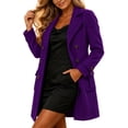 thumbnail image 2 of VEKDONE Womens Pea Coat Notch Lapel Double Breasted Trench Coats Relaxed Fit Button Cuffs Side flap Pockets Overcoat Business Casual Fall Winter Outerwear, 2 of 6